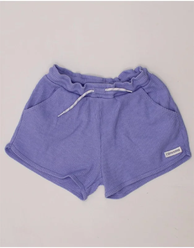 CONVERSE Girls Sport Shorts 12-13 Years Large Purple Polyester