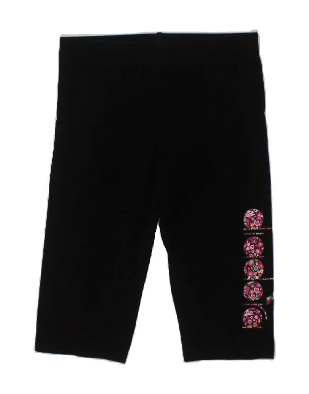 DIADORA Girls Graphic Bermuda Sport Shorts 5-6 Years Small Black Cotton