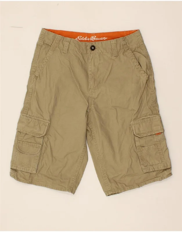 EDDIE BAUER Boys Cargo Shorts 15-16 Years W27  Beige Cotton