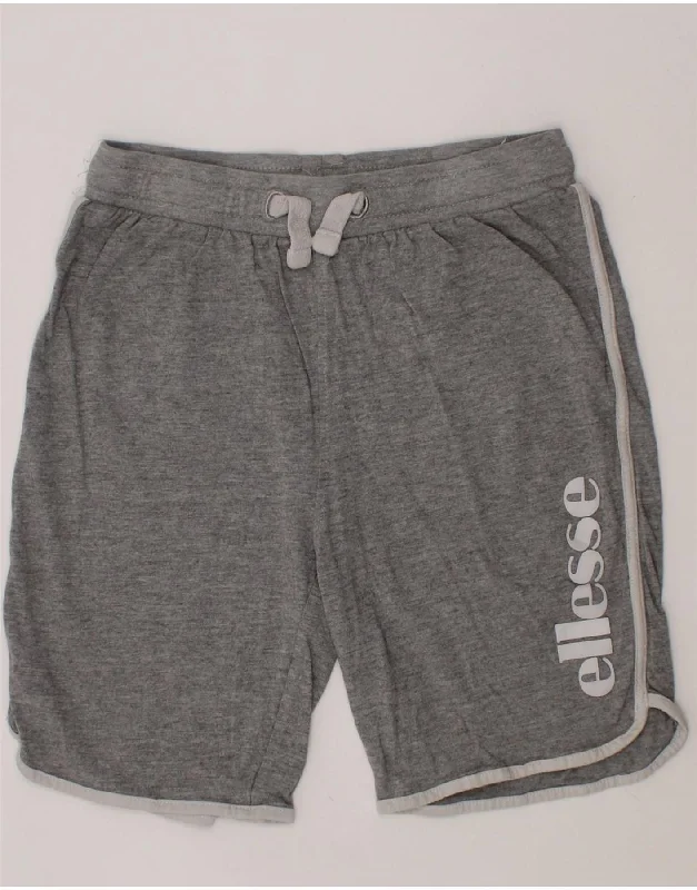 ELLESSE Boys Graphic Sport Shorts 9-10 Years Grey Cotton