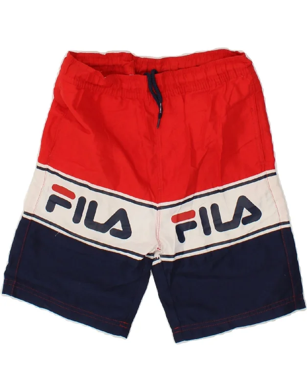 FILA Boys Graphic Swimming Shorts 9-10 Years  Red Colourblock Polyester