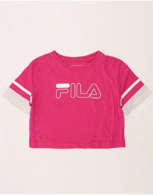 Men's Flowy Shirts for a Relaxed LookFILA Girls Crop Graphic T-Shirt Top 7-8 Years Pink Colourblock Cotton