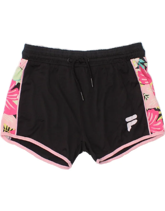 FILA Girls Sport Shorts 11-12 Years  Black Colourblock