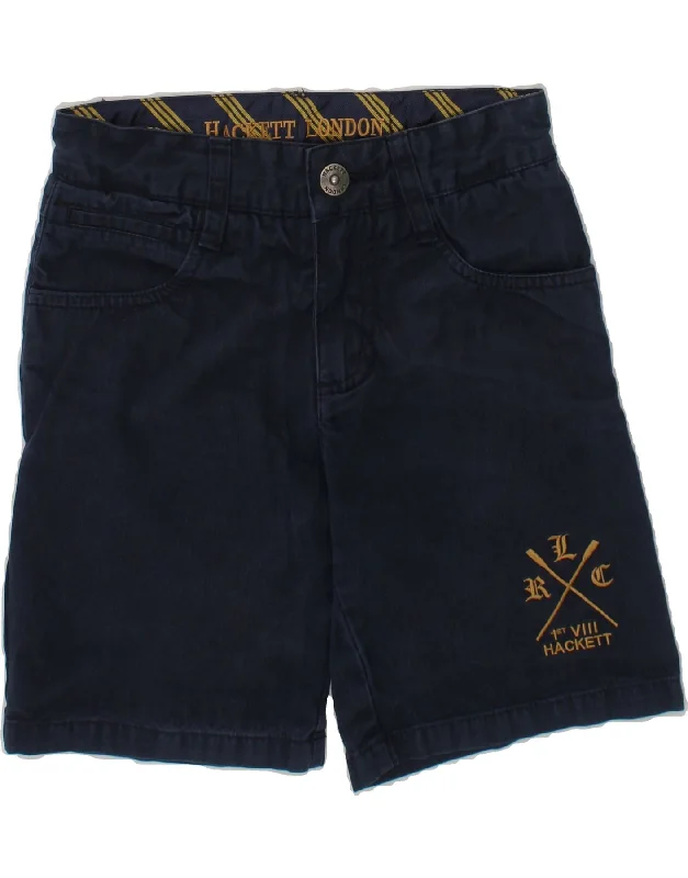 HACKETT Boys Graphic Casual Shorts 7-8 Years W23  Navy Blue Cotton