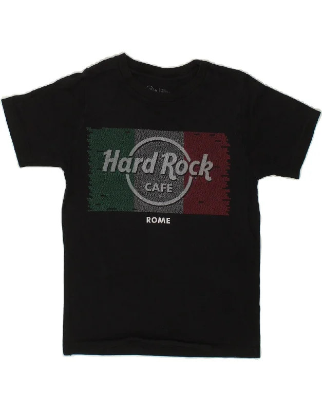 Men's Shirts with Embellished HemlinesHARD ROCK CAFE Boys Rome Graphic T-Shirt Top 7-8 Years Small Black Cotton