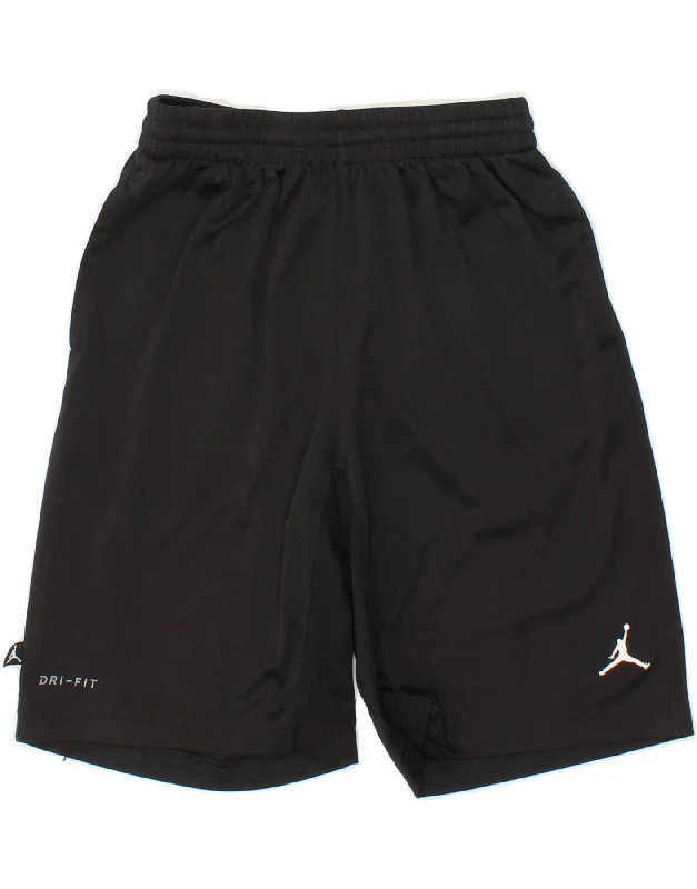 JORDAN Boys Dri Fit Sport Shorts 12-13 Years Large Black