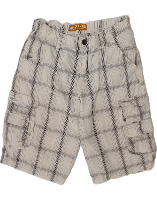 LEE Boys Cargo Shorts 13-14 Years W28  Grey Check Cotton