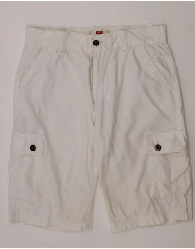 LEVI'S Boys Cargo Shorts 13-14 Years W27 White Cotton