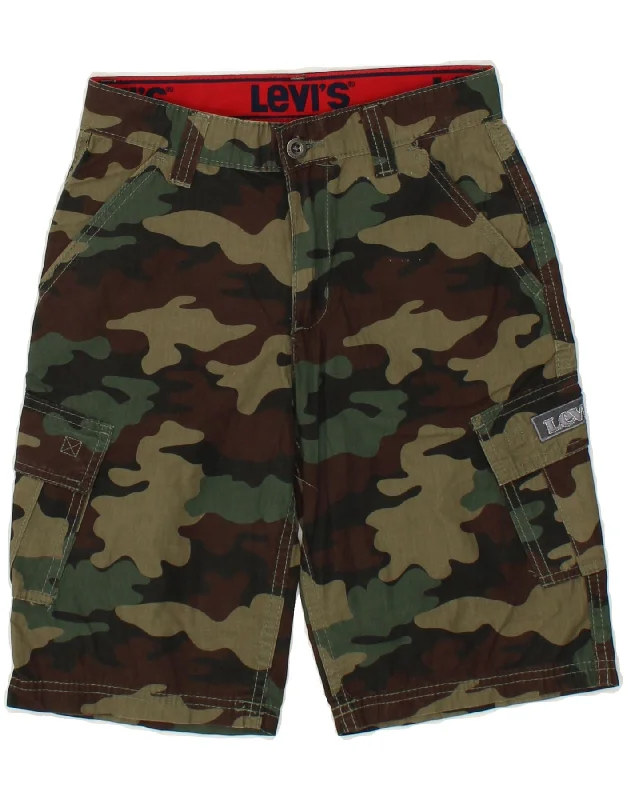 LEVI'S Boys Cargo Shorts 9-10 Years W25  Khaki Camouflage Cotton