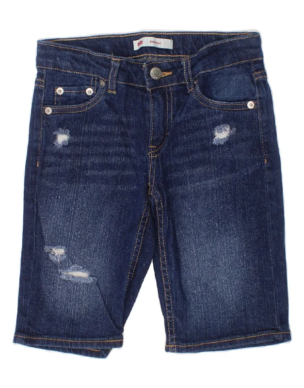 LEVI'S Boys Denim Bermuda Shorts 9-10 Years W24 Blue Ramie