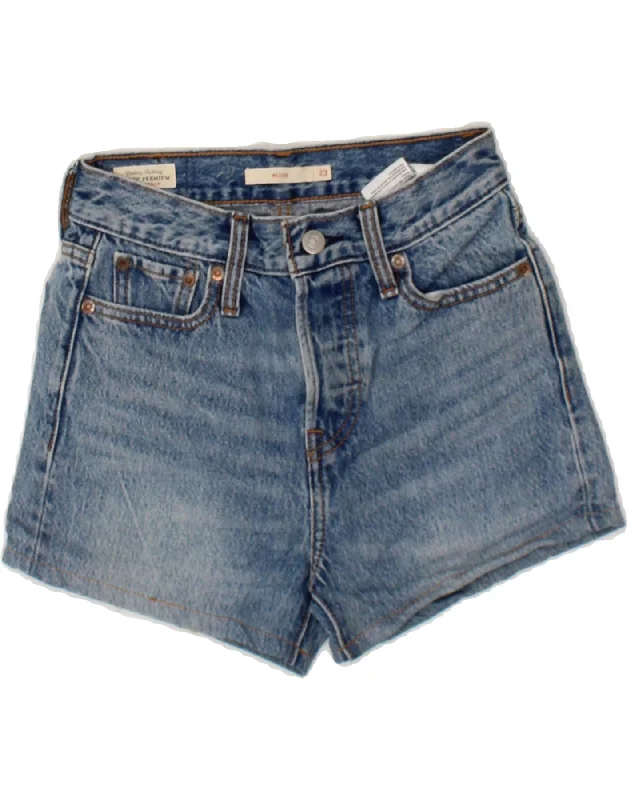 LEVI'S Boys Wedge Denim Shorts 7-8 Years W23 Blue Cotton