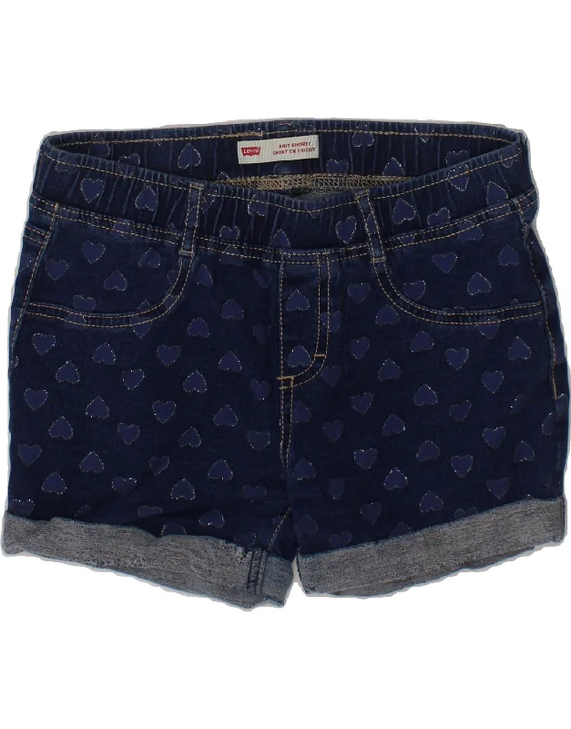 LEVI'S Girls Abstract Pattern Casual Shorts 11-12 Years W26  Navy Blue