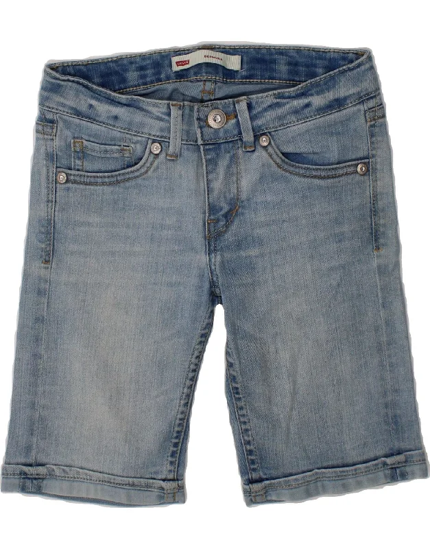 LEVI'S Girls Bermuda Denim Bermuda Shorts 6-7 Years W22 Blue Cotton