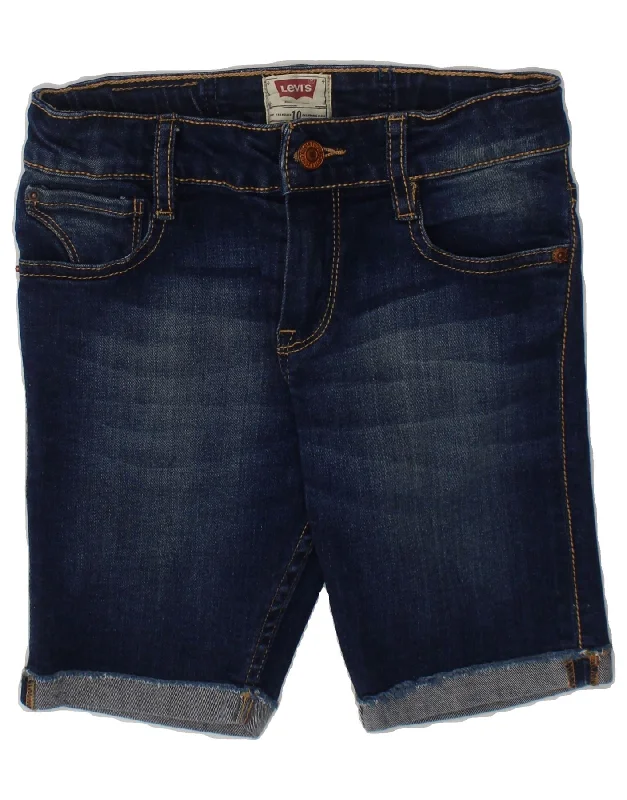 LEVI'S Girls Denim Shorts 9-10 Years W24 Navy Blue Cotton