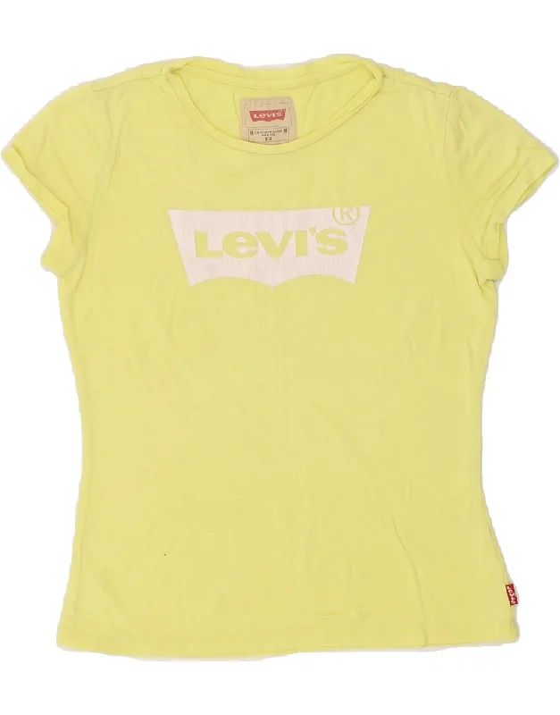 Men's Shirts with Hidden PocketsLEVI'S Girls Graphic T-Shirt Top 11-12 Years Yellow Cotton