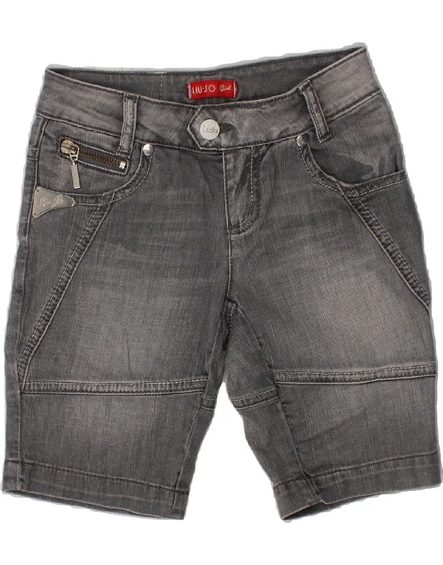 LIU JO Girls Denim Shorts 5-6 Years W22 Grey Cotton