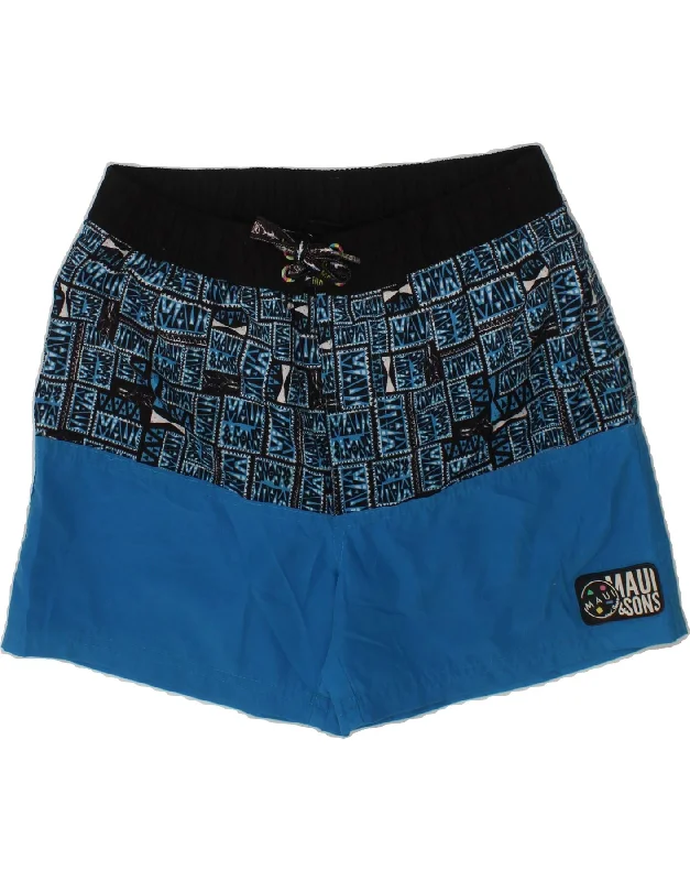 MAUI AND SONS Boys Graphic Swimming Shorts 11-12 Years  Blue Geometric