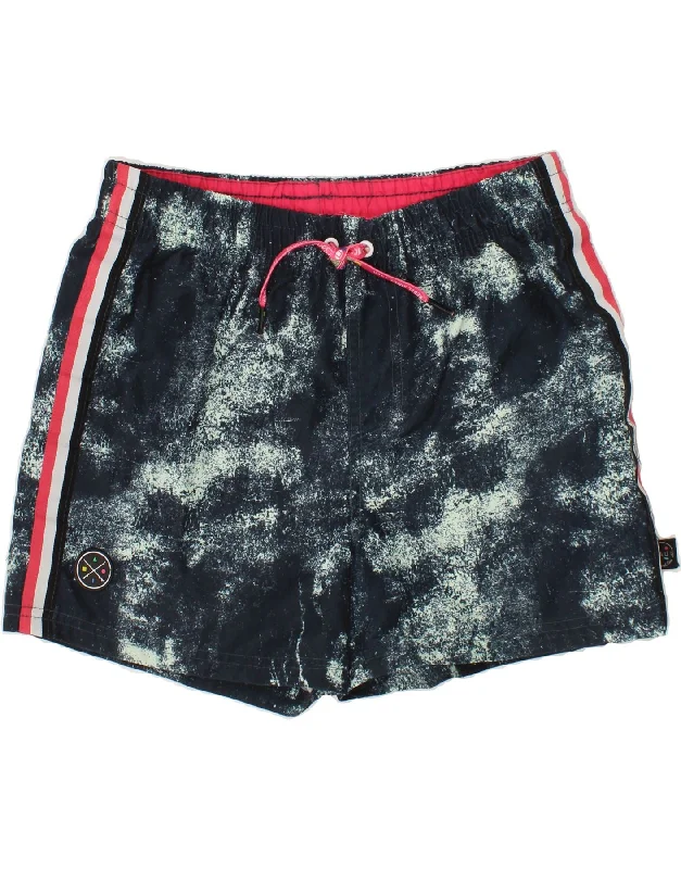 MAUI AND SONS Boys Swimming Shorts 11-12 Years Navy Blue Tie Dye Polyester