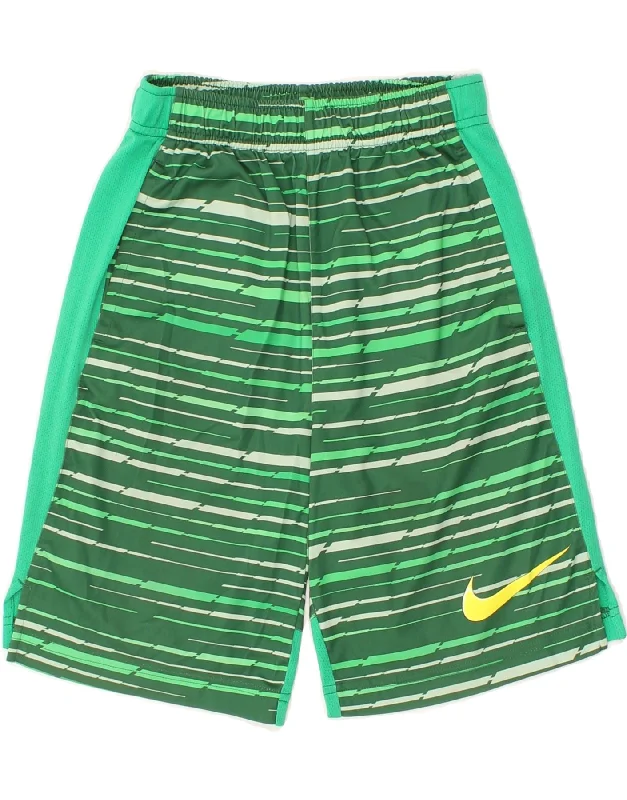 NIKE Boys Dri Fit Graphic Sport Shorts 10-11 Years Medium Green Striped