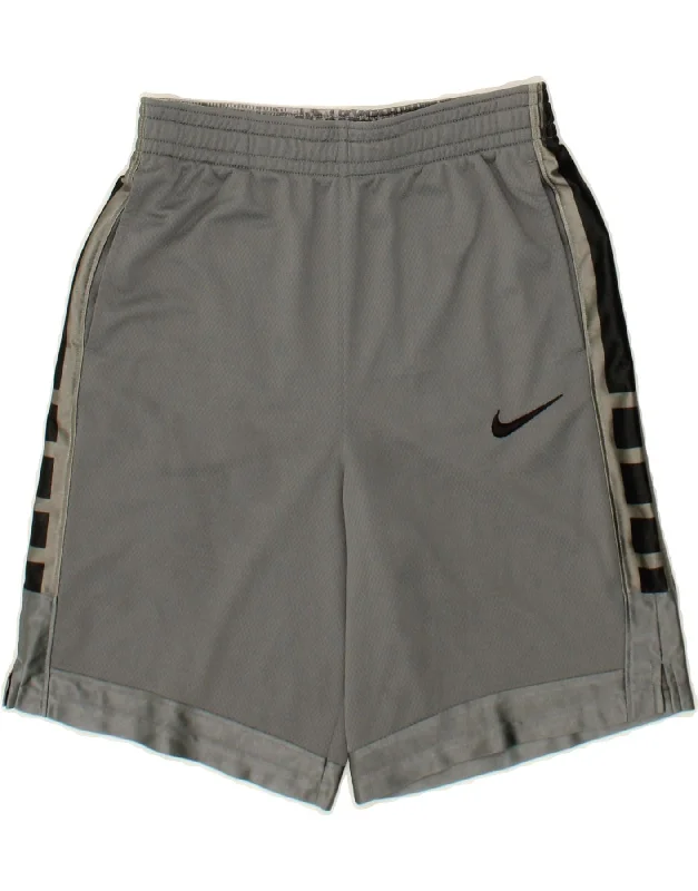 NIKE Boys Dri Fit Graphic Sport Shorts 13-14 Years XL Grey Colourblock