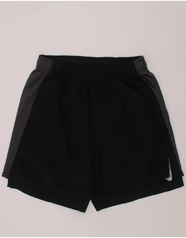 NIKE Boys Dri Fit Sport Shorts 10-11 Years Medium Black Colourblock