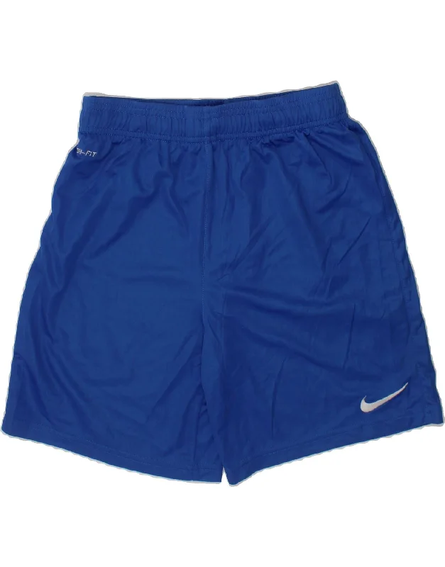 NIKE Boys Dri Fit Sport Shorts 12-13 Years Large Blue Polyester