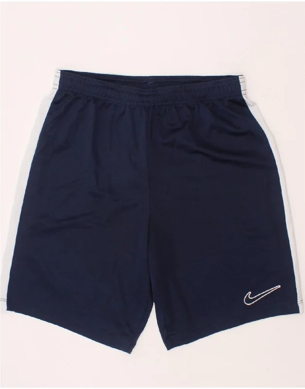 NIKE Boys Dri Fit Sport Shorts 12-13 Years Large Navy Blue Colourblock