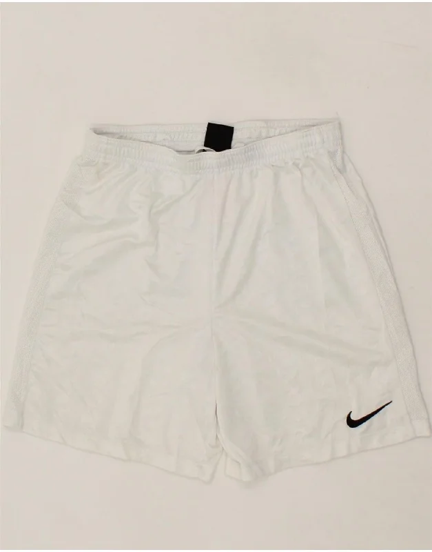 NIKE Boys Dri Fit Sport Shorts 12-13 Years Large White Polyester