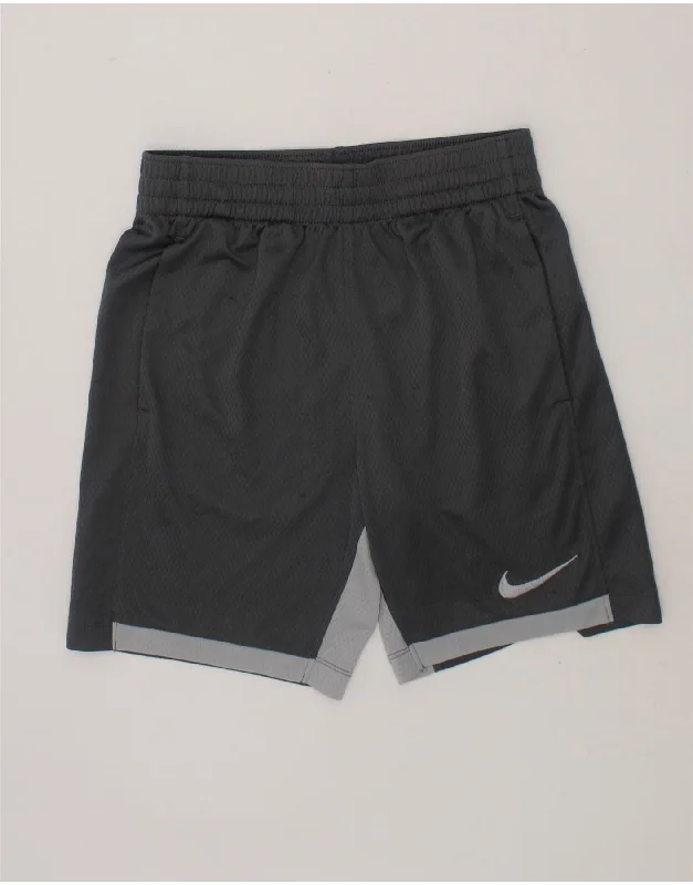 NIKE Boys Dri Fit Sport Shorts 8-9 Years Small Grey Polyester