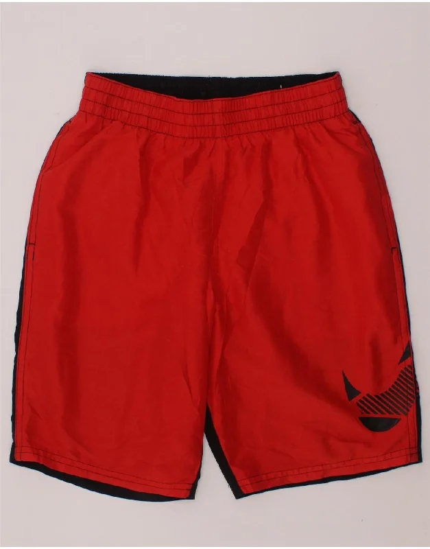 NIKE Boys Graphic Sport Shorts 10-11 Years Medium Red Colourblock