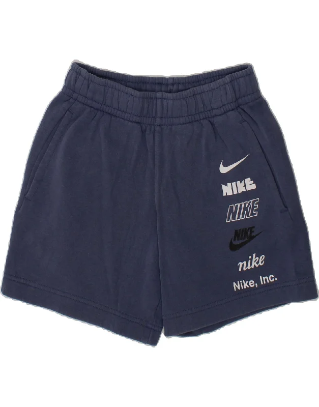 NIKE Boys Graphic Sport Shorts 8-9 Years Small  Navy Blue Cotton