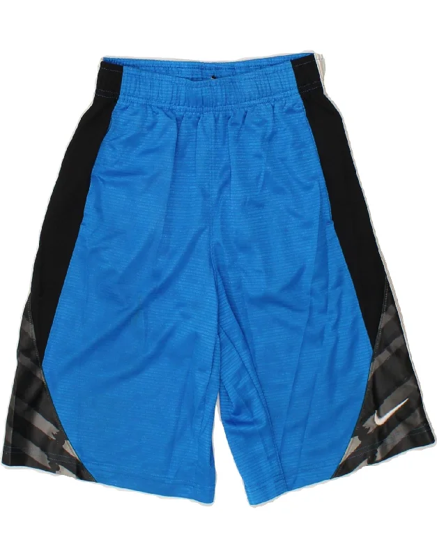 NIKE Boys Sport Shorts 10-11 Years Medium Blue Colourblock Polyester