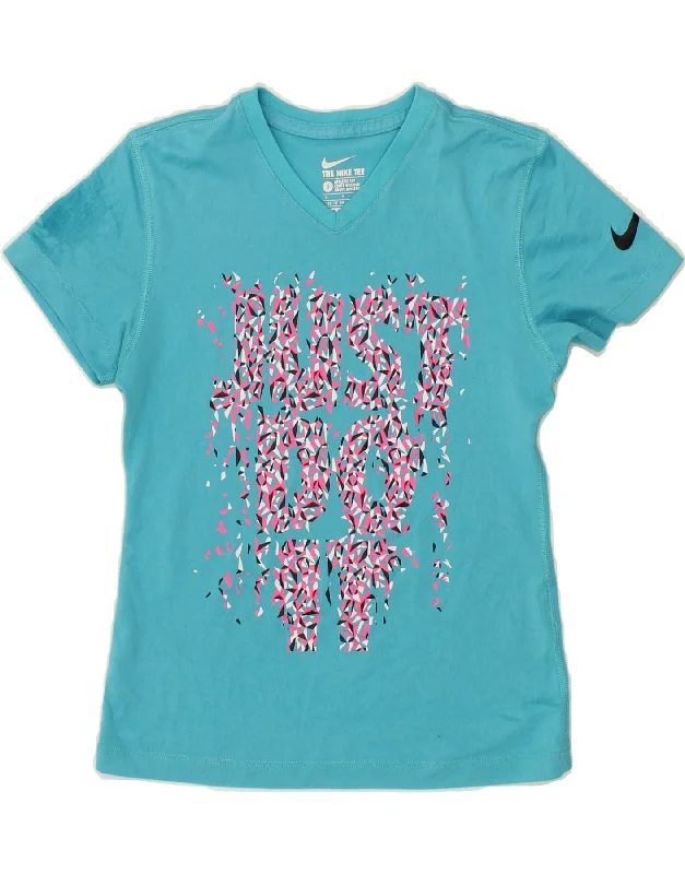 Men's Shirts with Barrel CuffsNIKE Girls Athletic Cut Graphic T-Shirt Top 8-9 Years Small Blue