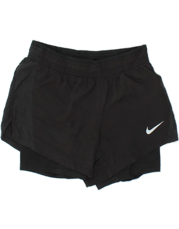 NIKE Girls Dri Fit Sport Shorts 13-14 Years XL Black Polyester