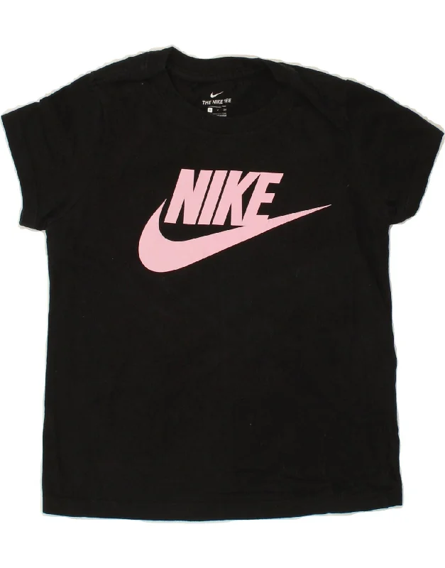 Men's Shirts with Double-Breasted DesignsNIKE Girls Graphic T-Shirt Top 8-9 Years Small Black Cotton