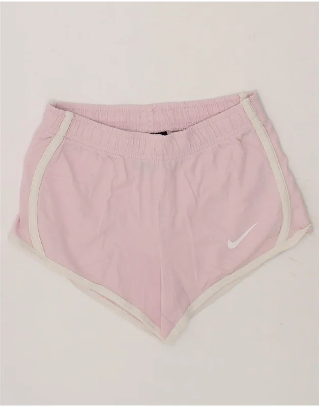 NIKE Girls Sport Shorts 8-9 Years Small Pink Cotton