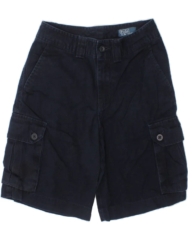 POLO RALPH LAUREN Boys Cargo Shorts 7-8 Years W24 Navy Blue Cotton