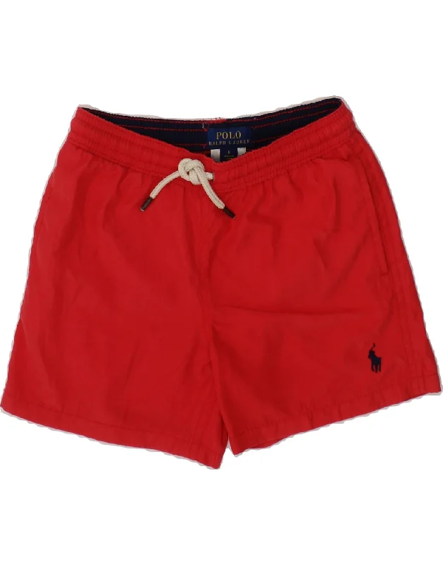 POLO RALPH LAUREN Boys Sport Shorts 5-6 Years  Red Polyester