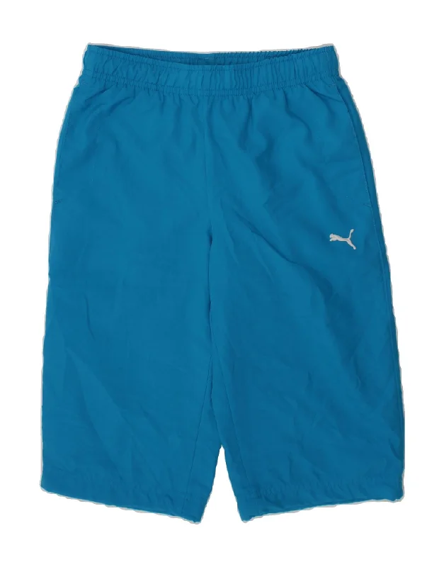 PUMA Boys Graphic Bermuda Sport Shorts 7-8 Years Small Blue Polyester