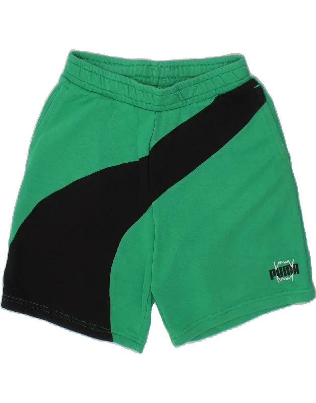 PUMA Boys Graphic Sport Shorts 11-12 Years  Green Colourblock Cotton