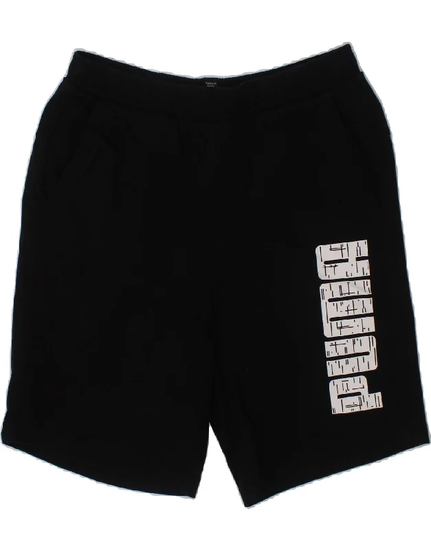 PUMA Boys Graphic Sport Shorts 11-12 Years Large Black Cotton