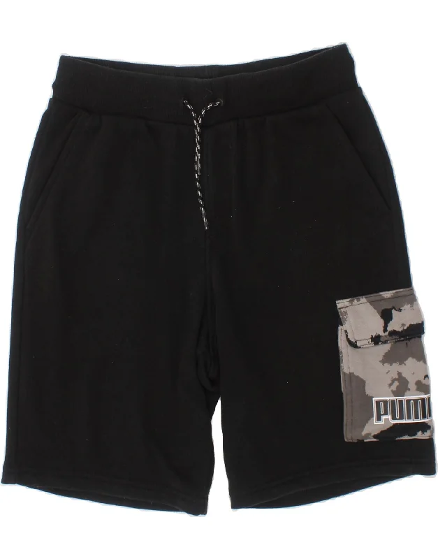 PUMA Boys Graphic Sport Shorts 13-14 Years Black Cotton