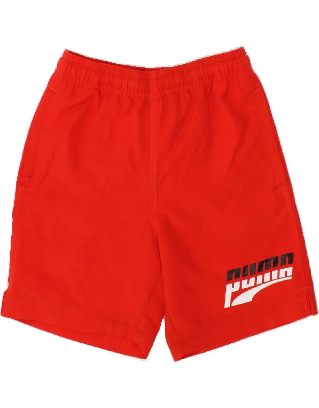 PUMA Boys Graphic Sport Shorts 7-8 Years Small Red Polyester