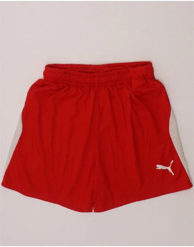 PUMA Boys Sport Shorts 9-10 Years Medium Red Colourblock Polyester