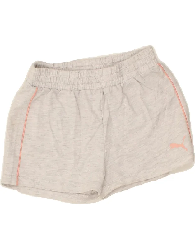 PUMA Girls Sport Shorts 7-8 Years Grey Cotton