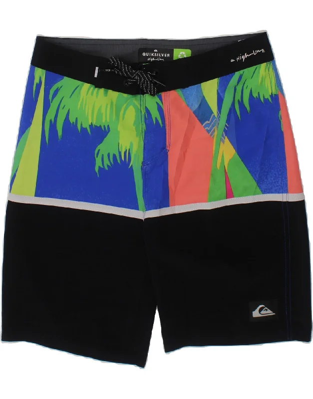 QUIKSILVER Boys Graphic Swimming Shorts 11-12 Years  Black Hawaiian