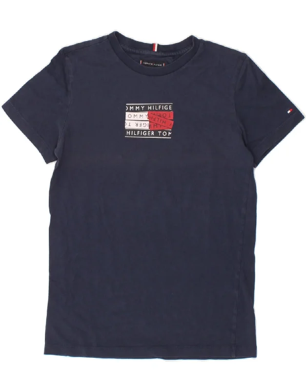 Men's Shirts with Patch PocketsTOMMY HILFIGER Boys Graphic T-Shirt Top 10-11 Years Navy Blue Cotton