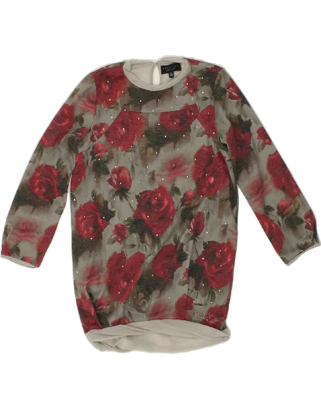 Men's Shirts with Mock NecksTWIN-SET Girls Long Sleeve T-Shirt Dress 7-8 Years Red Floral Polyester