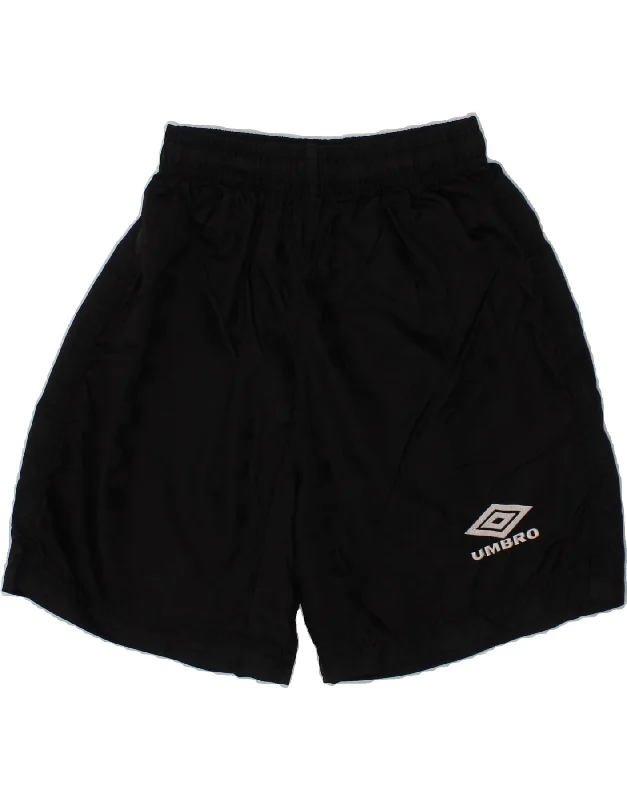 UMBRO Boys Graphic Sport Shorts 7-8 Years Small Black Nylon