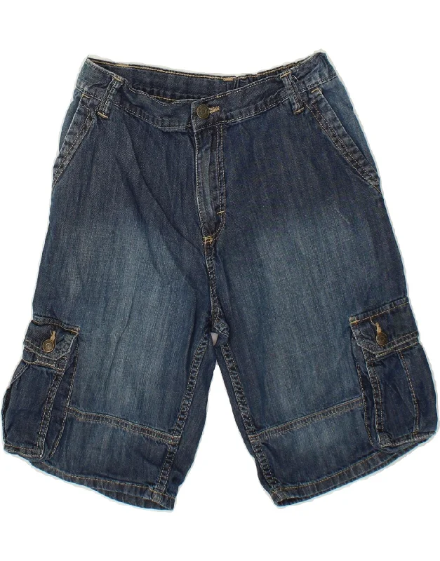 WRANGLER Boys Cargo Denim Shorts 13-14 Years W28 Blue Cotton